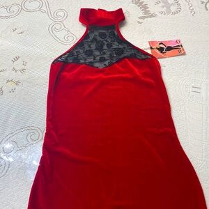 NWT Coquette.com red velvet long halter dress